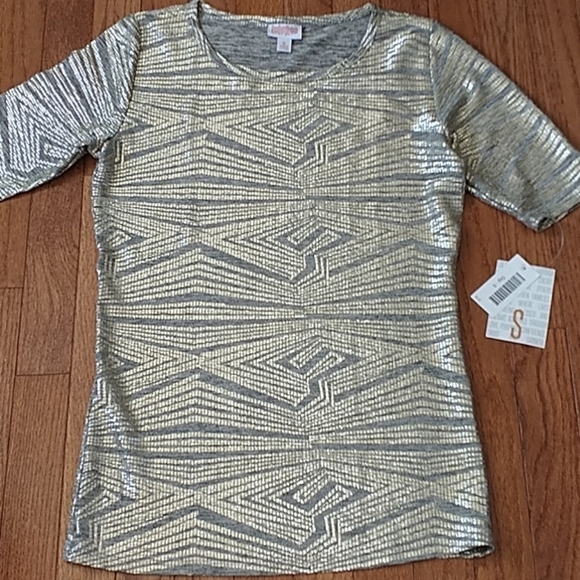 LuLa Roe Gigi Metallic Print Top S - Picture 2 of 9